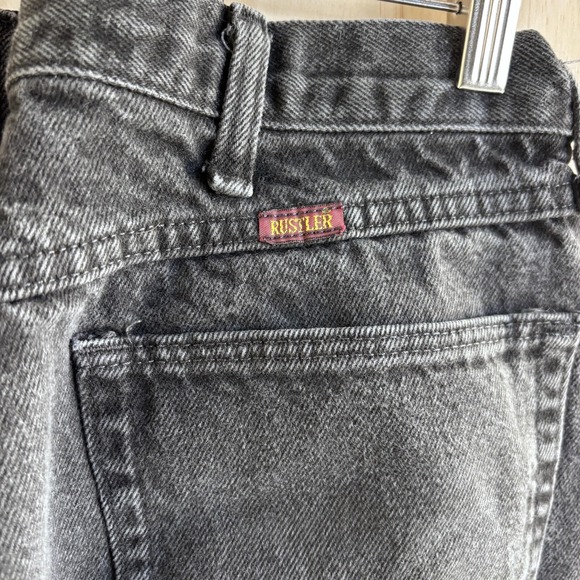Y2K Rustler Jeans Mens 38x29 Black Denim Charcoal Wash Straight Leg Casual Pants - Picture 3 of 9